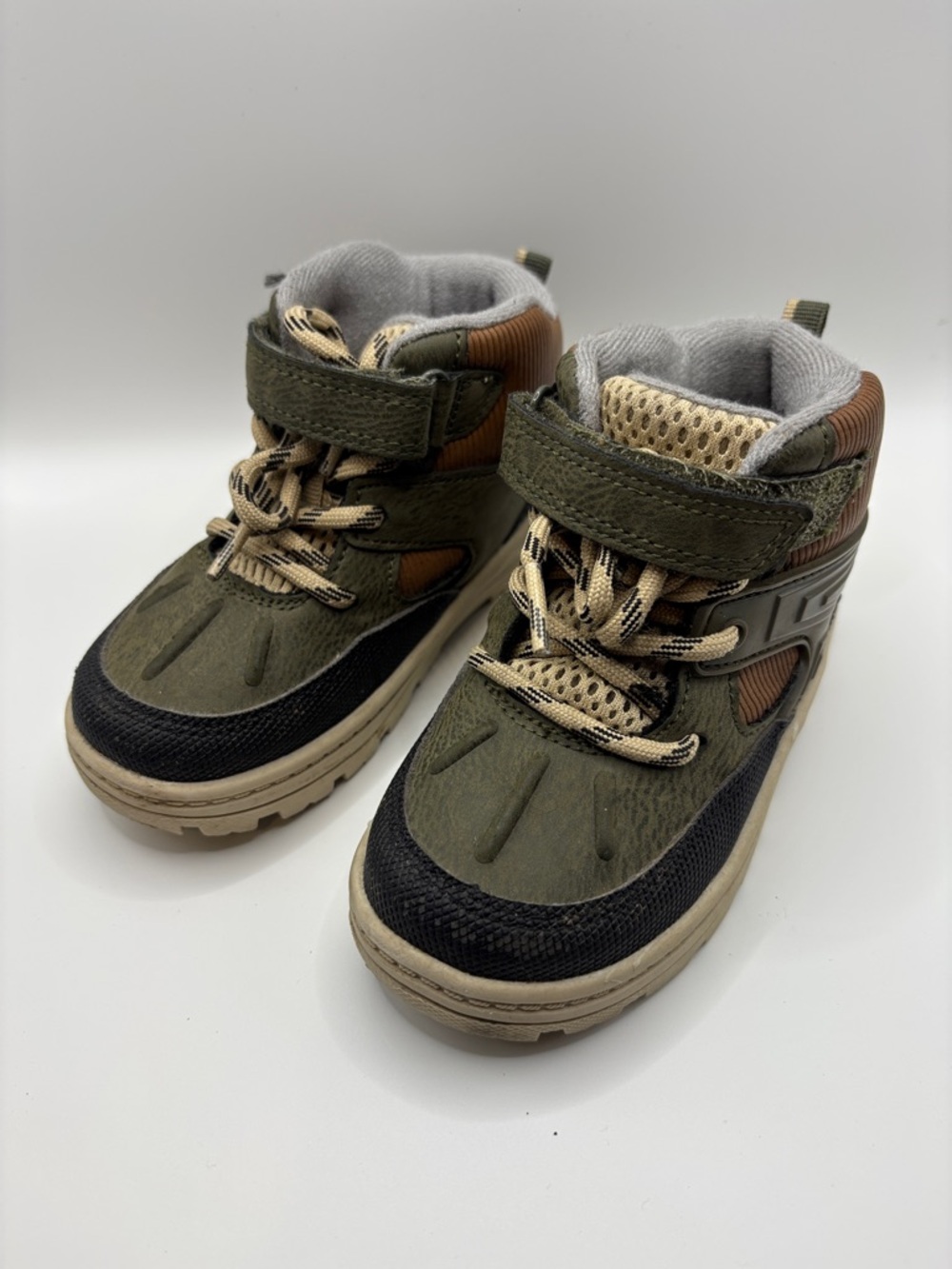 Carter's Olive Green and Tan Kids High-Top Sneakers